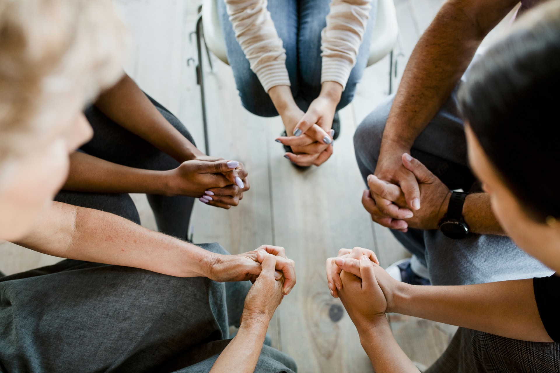 Diverse people in a religious group session
