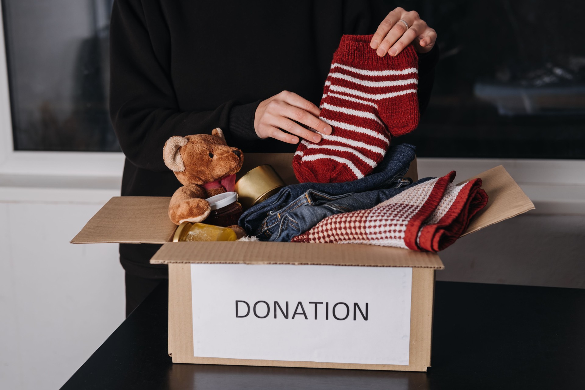 Donation Box, Charity Gift Hampers, Help Refugees And Homeless. Christmas Xmas Charity Donation Box